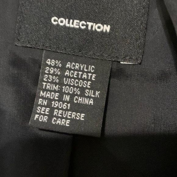 Doncaster Collection Blazer 12 XL Black Jacquard Open Viscose Silk Lined - Picture 5 of 8